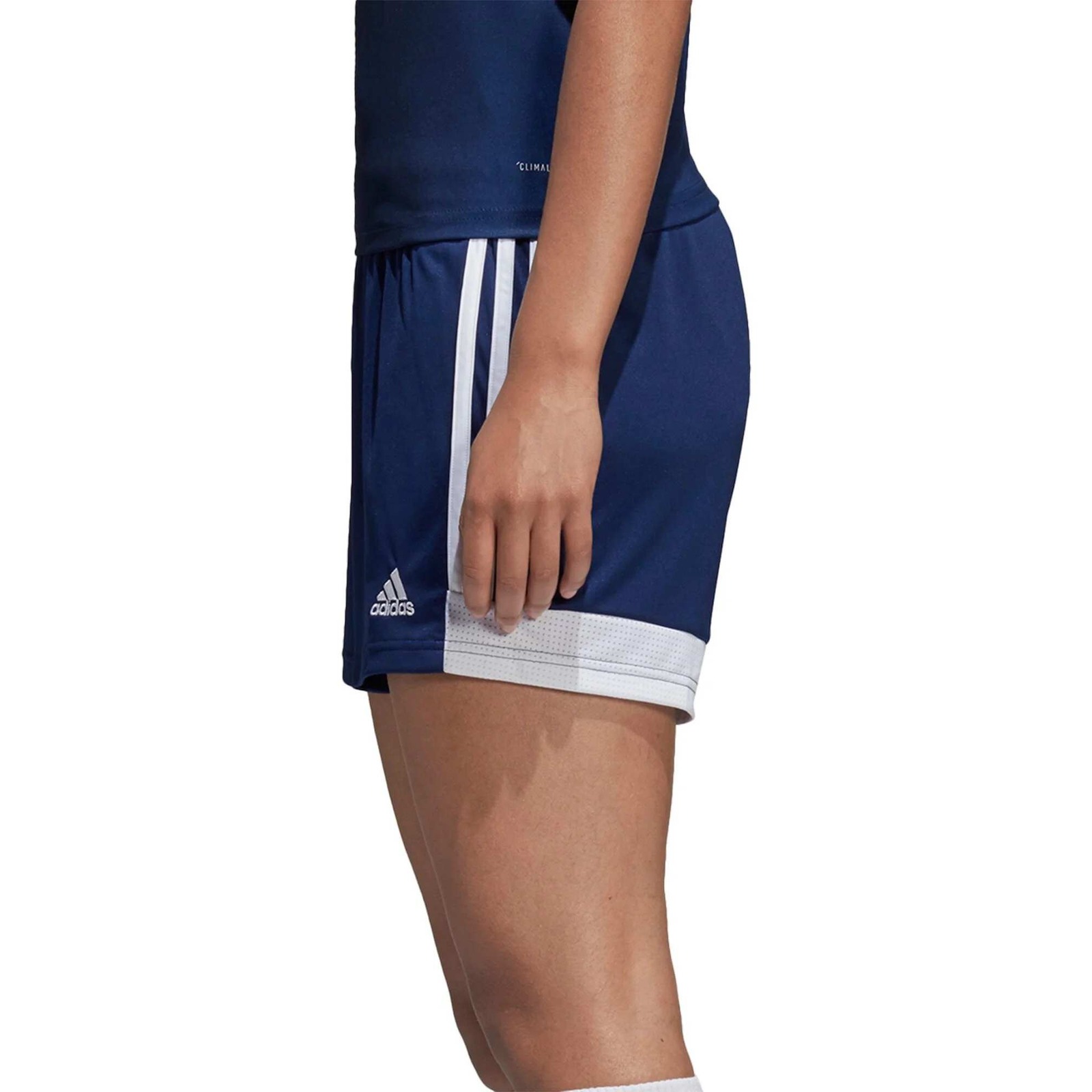 Adidas Women's Blue White 3 Stripe Climalite Athletic Shorts Small